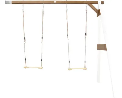 Produktbild von AXI Schaukel in Weiß / Braun aus  Holz | Doppelschaukel für 2 Kinder / Kinderschaukel | Anbauschaukel für den Garten