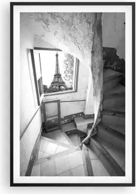 Produktbild von Gerahmtes Poster - Schwarzer Rahmen - Treppe Turm Eiffel - 61x91,5 cm - Wand Bild - Wanddeko - Wandbilder - Kunstposter - Wandposter - Bilderrahmen - Bilder - Kunstdruck - P2BPA61x91-5155