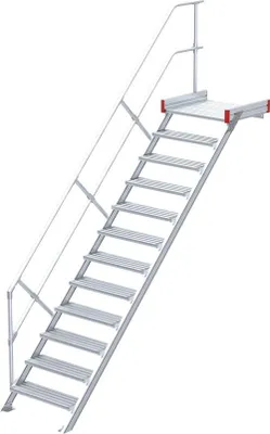 Produktbild von Euroline 511 Podesttreppe 45° 600mm Stufenbreite 12 Stufen Alu gerieft
