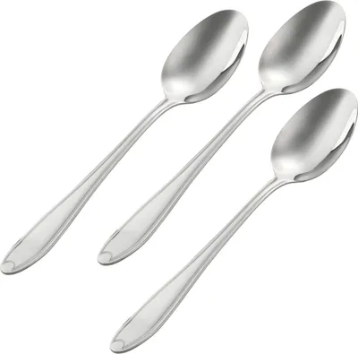 Produktbild von Nirosta Menülöffel Konstanz, hochwertiger Löffel aus rostfreiem Edelstahl, unverzichtbarer Suppenlöffel im edlem Design für den Heimgebrauch, vielseitiger Esslöffel (Farbe: Silber), Menge: 1 x 3er Set