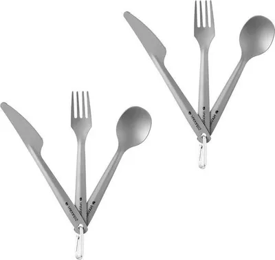 Produktbild von Titanbesteck Set Reisebesteck mit Gabel Messer Löffel