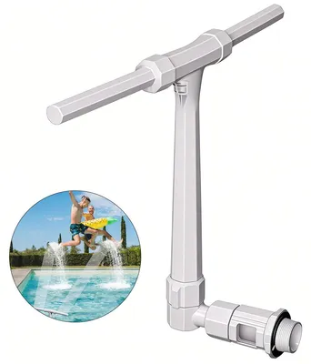Produktbild von Pool Fontäne Höhenverstellbar – Dual Spray Hochdruck Wasserfall, 360° Kühlstrahl, Sprinkler für Aufstell- & Einbaupools, Weiß