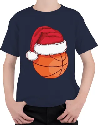 Produktbild von Basketball Weihnachtsmütze - Weihnachten Weihnachtsgeschenk Christmas Uni Kinder T-Shirt, Navy, 116