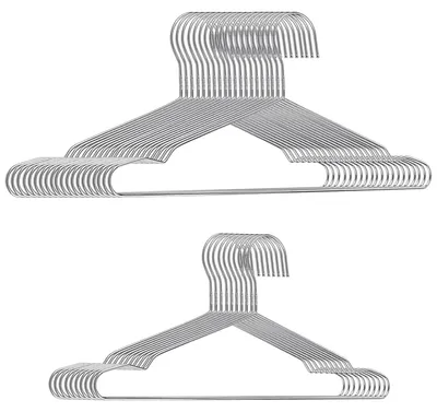 30 Edelstahl-Kleiderbügel, 3,2 mm, 20 große + 10 kleine