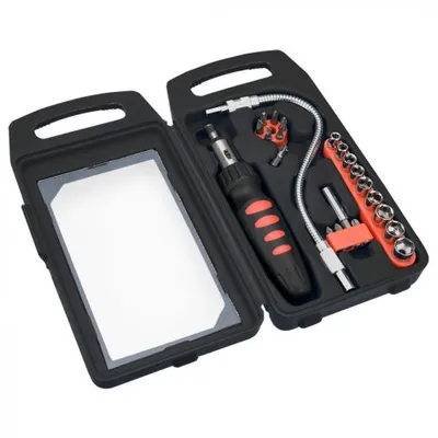 Obrázok produktu pre TOP TOOLS Skrutkovacie bity a nástavce s držiakom, sada 22 kusov, CrV oceľ, pružný nadstavec, adaptéry, skrutkovacie bity, veľkosti: drážkované 4, 5, 6, PZ 1, 2, 3, PH 1, 2, 3, šesťhranné bity, veľkosti: 5, 6, 7, 8, 9, 10, 11, 12, 13