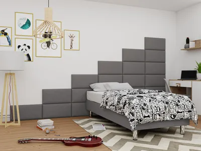 Produktbild von MIRJAN24 Boxspringbett Lux für Wandpaneel, Einzelbett mit Matratze, Schlafzimmer (Farbe: Manila 16, Größe: 80x200 cm)