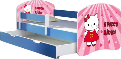 Immagine prodotto di ACMA letto per ragazzi letto junior completo di rete a doghe e protezione anticaduta Blu 15 Sweet Kitty 160x80 + rete
