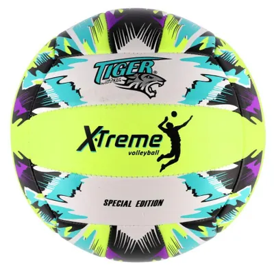 Produktbild von Volleyball, farbig, aufgeblasen, genäht, aus Leder, 21 cm, in einer Tasche