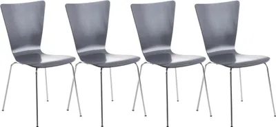 Produktbild von CLP 4er Set Besucherstuhl Aaron mit Holzsitz und Metallgestell grau