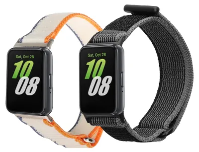 Produktbild von kwmobile 2x Uhrenarmband für Samsung Galaxy Fit 3 Armband - Fitnesstracker Band Set aus Nylon - Ersatzarmband Smartwatch - Schwarz Weiß