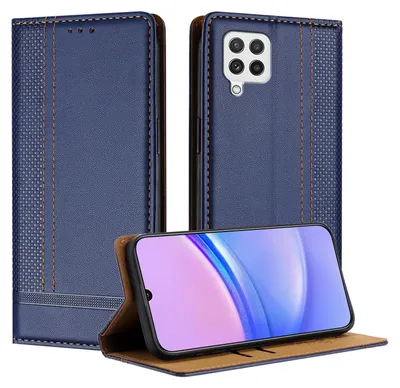 Image de Etui pour Samsung Galaxy A22 4G étui en cuir avec fonction stand bleu
