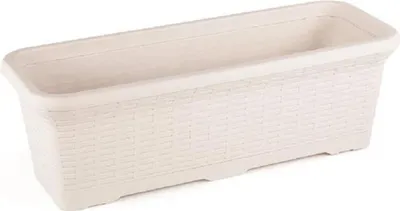 Image de 1+1 Rieten Balconnière 12 L Plastique blanc 54 x 20 x 18 avec drainage pour herbes aromatiques et fleurs