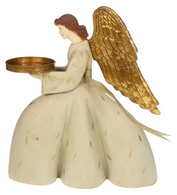 Image de Ange en meandres, agenouillé, avec une échelle, dimensions : 33,5 x 12,5 x 37,5 cm