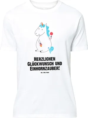 Produktbild von Mr. & Mrs. Panda Größe M T-Shirt Einhorn Baby - Weiß - Geschenk, Shirt, Einhörner, Schnuller, Tshirt, mit Spruch, Unicorn, Geburt, Herren, Geburtstag