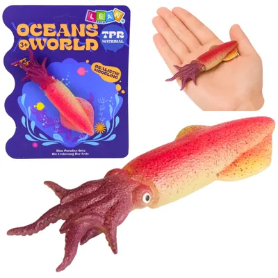 Produktbild von Tintenfisch-Gummifigur, dehnbar, realistisches Meerestier, 14 cm
