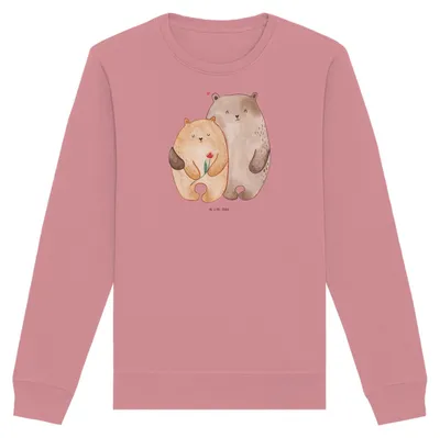 Produktbild von Mr. & Mrs. Panda Bio Baumwoll Pullover Bären Liebe Größe M - Canyon Pink - Geschenk, Sweatshirt, Blume, Sweater, Freundin, Hochzeitstag, Verknallt, Kuscheln, Pulli