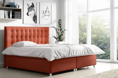 Produktbild von Gepolstertes Doppelbett Diana Rot 180 + gratis Topper