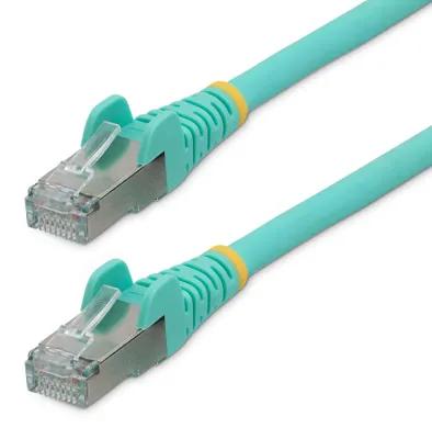 Productafbeelding van StarTech.com 10 meter CAT6a Ethernetkabel - Aqua - Vlamvertragend, halogeenarm (LSZH) - 10GbE, 500MHz, 100W PoE++, Snagless RJ-45 met kabelbescherming, S/FTP netwerkkabel - Patchkabel - RJ-45 (M) naar RJ-45 (M) - 10 meter - S/FTP - CAT 6a - IEEE 802.3bt - halogeenarm, vlamvertragend