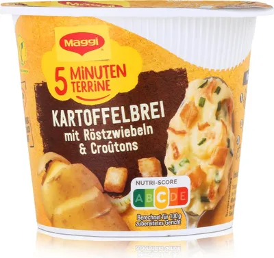 Produktbild von Maggi 5 Minuten Terrine Kartoffelbrei mit Röstzwiebel & Croutons 56g (1er Pack)