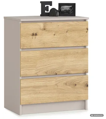 Zdjęcie produktu dla Komoda K60 Kaszmir 60 cm 3 szuflady kolor Dąb Artisan mat 60x40x77 cm
