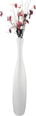 Edelste Deko-Bodenvase – Hohe Keramikvase für Pampasgras & Dekozweige - stabil,  50cm höhe in Weiß