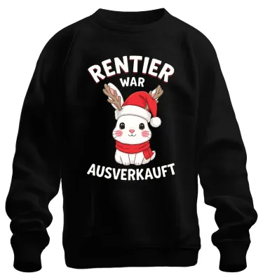 Obrázek produktu pro Reindeer byl vyprodán Vánoční zajíček roztomilý vtipný uni mikina svetr, černá, L