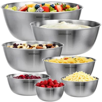 Image de Omgoods - Ensemble de 7 bols mélangeurs en acier inoxydable pour la cuisine et la table
