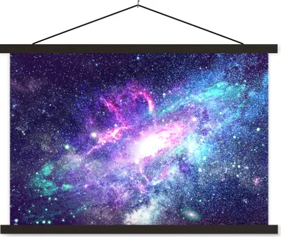 Produktbild von MuchoWow® Textilposter Weltraum - Blau - Sterne 120x80 cm mit schwarzem Rahmen - Wanddeko