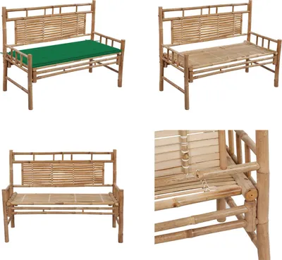 Imagen del producto de vidaXL Banco de jardín con cojín, 120 cm, bambú - Banco de jardín - Bancos de jardín - Banco para terraza - Bancos para terraza