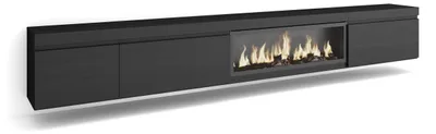 TV-Lowboard mit LED-Kamin, 317x45x35 cm, schwarz