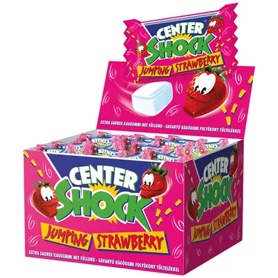 Obrázek produktu pro Center Shock Jumping Strawberry Erdbeer super saures Kaugummi 400g