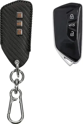 Produktbild von kwmobile Autoschlüssel Kunstleder Hülle kompatibel mit VW Golf 8 3-Tasten Autoschlüssel Cover - Schlüsselhülle mit Schlüsselring -