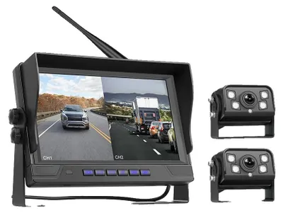 Image de Caméra de recul, écran de 9 pouces, transmission sans fil, avec 2 caméras
