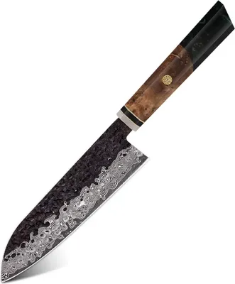 Image de Couteau de cuisine damassé AI-37316 - Santoku Vert KP37316