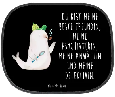 Produktbild von Mr. & Mrs. Panda Hitzeschutz Auto Robbe Sherlock - Schwarz - Geschenk, Sonnenschutz für, Lustige Sprüche, Autoscheibe, Autosonnenschutz