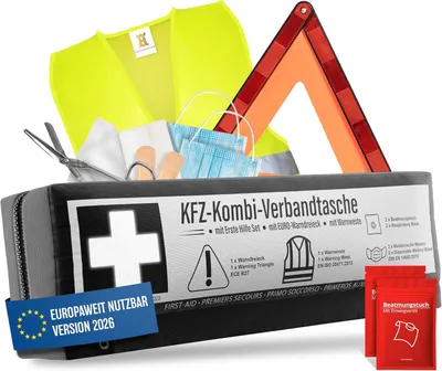 Obrázok produktu pre Autolekárnička, 3-v-1 súprava, DIN 13164:2022, pre jazdu autom