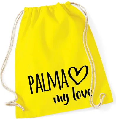 Produktbild von Huuraa Turnbeutel Palma my love 12 Liter Yellow Baumwolle Rucksack Geschenkidee