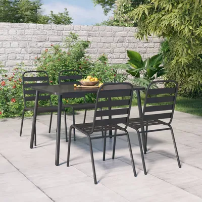Immagine prodotto di The Living Store Set da pranzo da giardino 5 pezzi in acciaio antracite