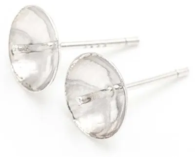 Produktbild von Vintageparts Ohrstecker 925 Sterling Silber für halbgebohrte Perlen 8mm Schale, 2 Stück
