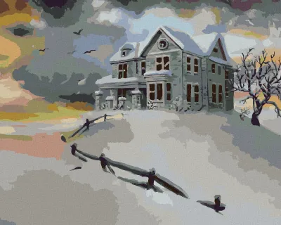 Produktbild von Zuty - Malen nach Zahlen - VERLASSENES WEISSES HAUS IM WINTER (D. RUSTY RUST), 40x50 cm, mit Keilrahmen (bereits gespannt)