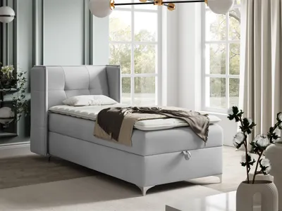 Produktbild von Boxspringbett Bett Gästebett 90x200cm GENET Stoff Matt Velvet Hellgrau