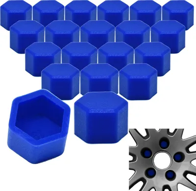 Produktbild von 20x Radschrauben Silikon Kappen Set Abdeckung SW17 17MM Dunkelblau kompatibel mit VW AUDI BMW MINI FORD OPEL