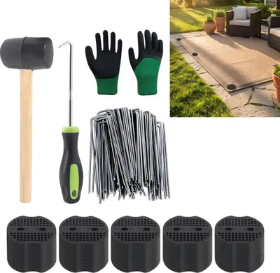 Produktbild von 100 Rasennägel 15 cm, verzinkte Erdanker U-Form, schwere Ausführung, für Unkrautvlies, Kunstrasen & Garten