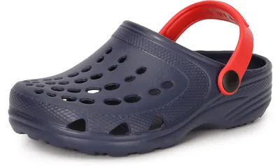 Produktbild von Ladeheid Kinder Mädchen Jungen Eva Clogs Gartenclogs Gartenschuhe LA-CA-06 (Marineblau/Rot, 24/25 EU)
