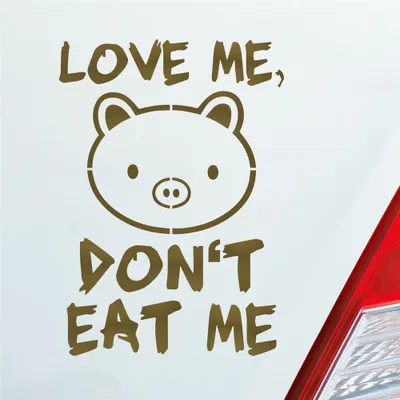 Produktbild von Auto Aufkleber Love me Schwein Tier Vegetarier Vegan 12x8,5 cm Gold Sticker Heckscheibenaufkleber