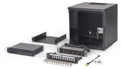 Produktbild von DIGITUS Netzwerk-Set 254 mm (10") - 6HE, 315x300 mm (BxT) sw