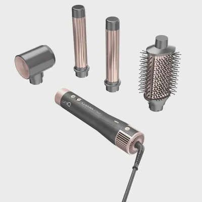 Image de Appareil de coiffure 4-en-1 avec brosse ovale, fer à boucler et sèche-cheveux