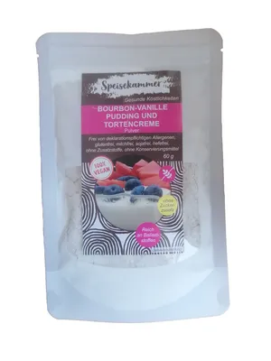 Produktbild von Speisekammer Vegan Bourbon-Vanille Pudding und Tortencreme Pulver 60 g / glutenfrei / ohne Zuckerzusatz