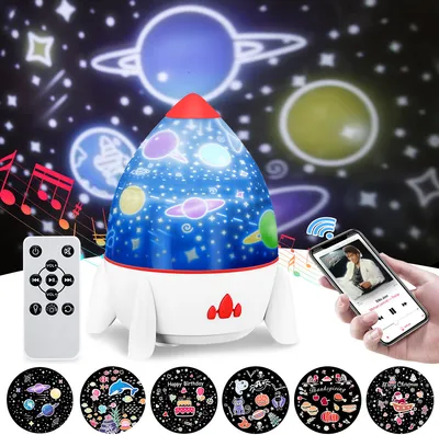 Produktbild von Sternenhimmel Projektor, Nachtlicht Baby Sternenlicht Projektor Lampe mit Fernbedienung, 6 Filmen, Lautsprecher, 360° Drehbar, USB Aufladbar