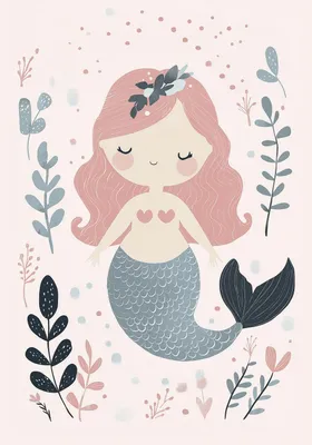 Image de Affiche 70 x 100 cm Motifs pour enfants, filles, pour chambre - Sirène 3